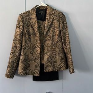 Kasper Brown/Bronze and Black 3-Piece Suit Womens